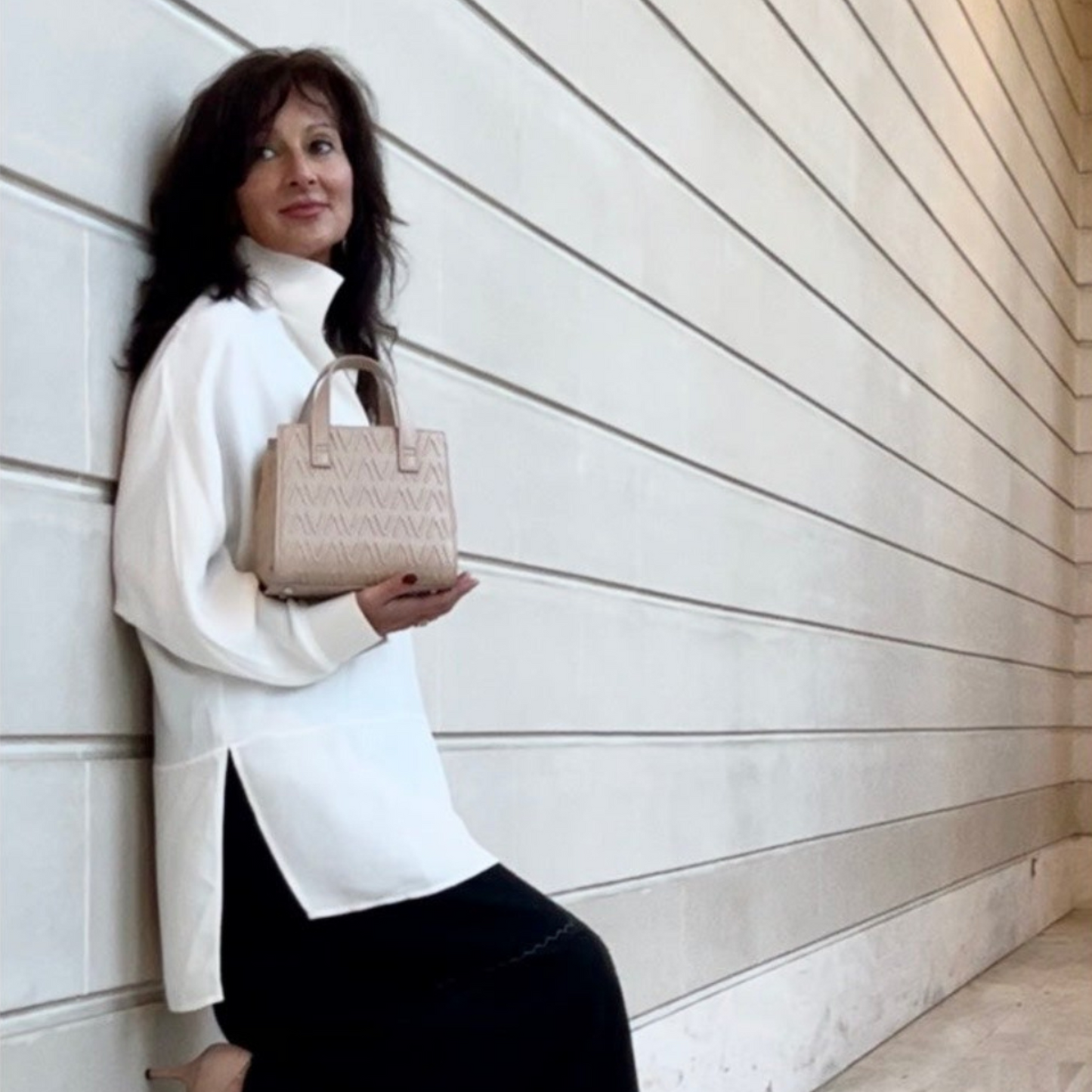 Tini Tay Mini Crossbody Tote Nude