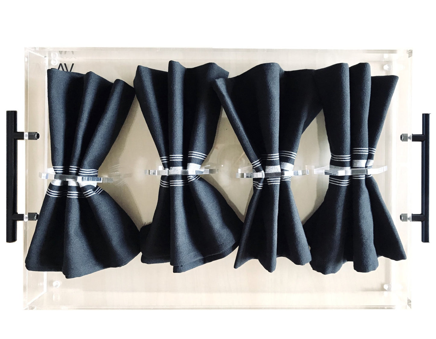 6- PACK OF HEXAGON LUCITE NAPKIN RINGS - AV DESIGN by ANDREA VALENTINI